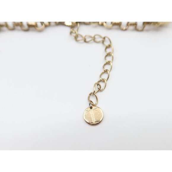 TALBOTS Seed Bead Wrapped Chunky Necklace w/ Gold Tone Chain Teal Black Brown - Picture 6 of 6